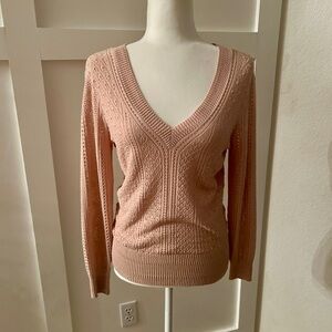 White House Black Market Blush V-Neck Sweater